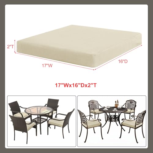 Favoyard Outdoor Chair Cushion Set of 4 Rainproof & Color Fade Resistant 19 x 19 x 2 in Square Corner Patio Furniture Cushions with Waterproof Hidden Zipper Attach Ties for Dining Table Chairs Seats - Image 17