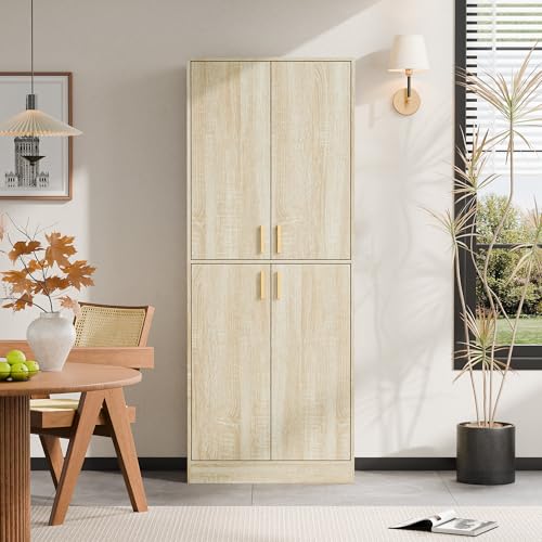 Cozy Castle Kitchen Pantry Cabinet, 71 Tall Wood Storage Cabinet with Doors and Shelves 4 Doors Freestanding Cupboard Utility Hutch for Dining Room Living Room Bathroom Furniture, Gray - Image 30
