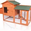 LAZY BUDDY 52” Wooden Chicken Coop for 3-5 Chickens, Outdoor Yard Hen House with Nesting Box, Cages for Rabbit, Bunny, Small Animals