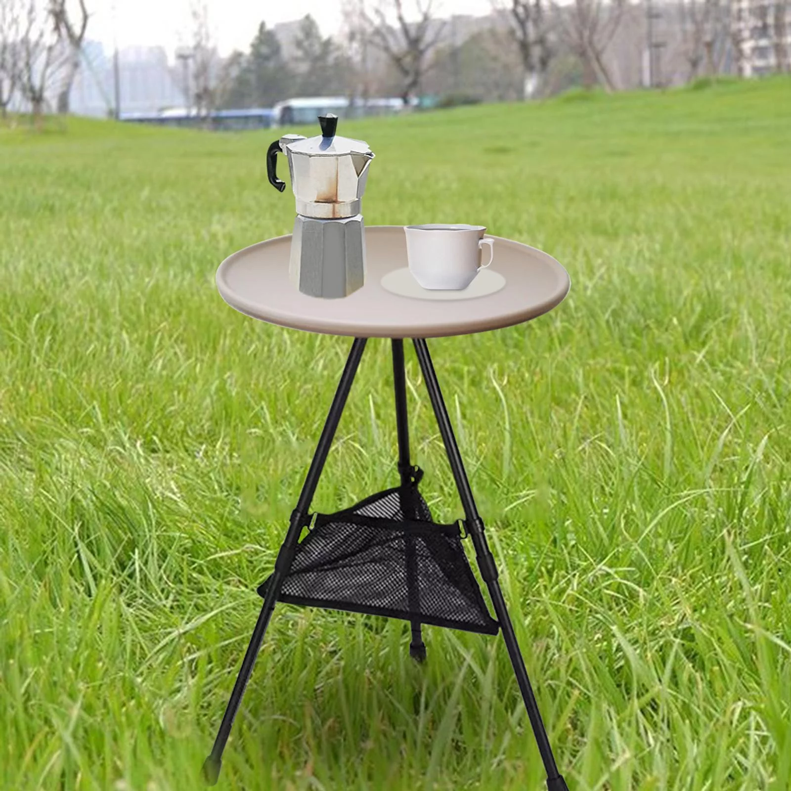 folding desk,Foldable Picnic Table Camping Folding Table,Outdoor Round Table Small Tea Coffee Table,Lightweight Beach Table Patio Dining Side Table,Fishing Tent Garden Table with Mesh Pocket - Image 7