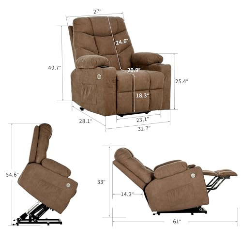 YITAHOME Power Lift Recliner Chair, Modern Fabric Recliner Chair with Massage and Heat, Spacious Seat, USB Ports, Cup Holders, Remote Control, Suitable for Living Room Dark Grey2 - Image 7