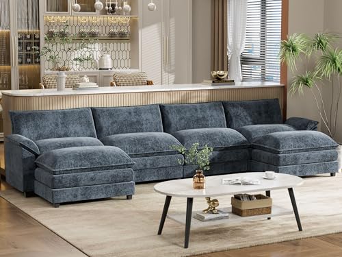 YESHOMY Sectional Modular Sofa U Shaped Chenille Fabric Couch with High Supportive & Soft Sponges and Removable Ottoman, Sleeper Comfy Upholstered Furniture for Living Room, Grey - Image 38