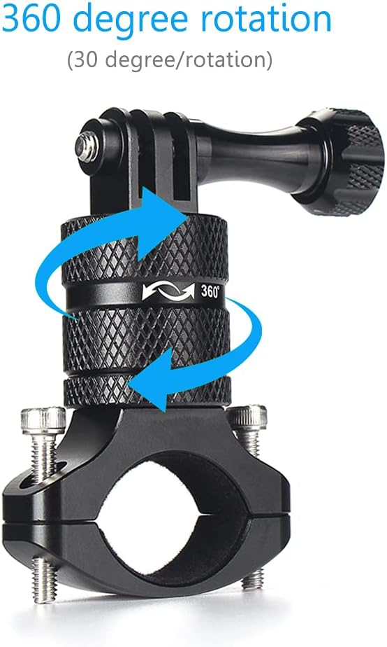 HSU Aluminum Bike Bicycle Handlebar Mount and Bike/Motorcycle Handlebars for Go Pro Hero 11/10/9/8/7/6/5/4, DJI Osmo Action AKASO and Other Action Cameras (Black) - Image 3