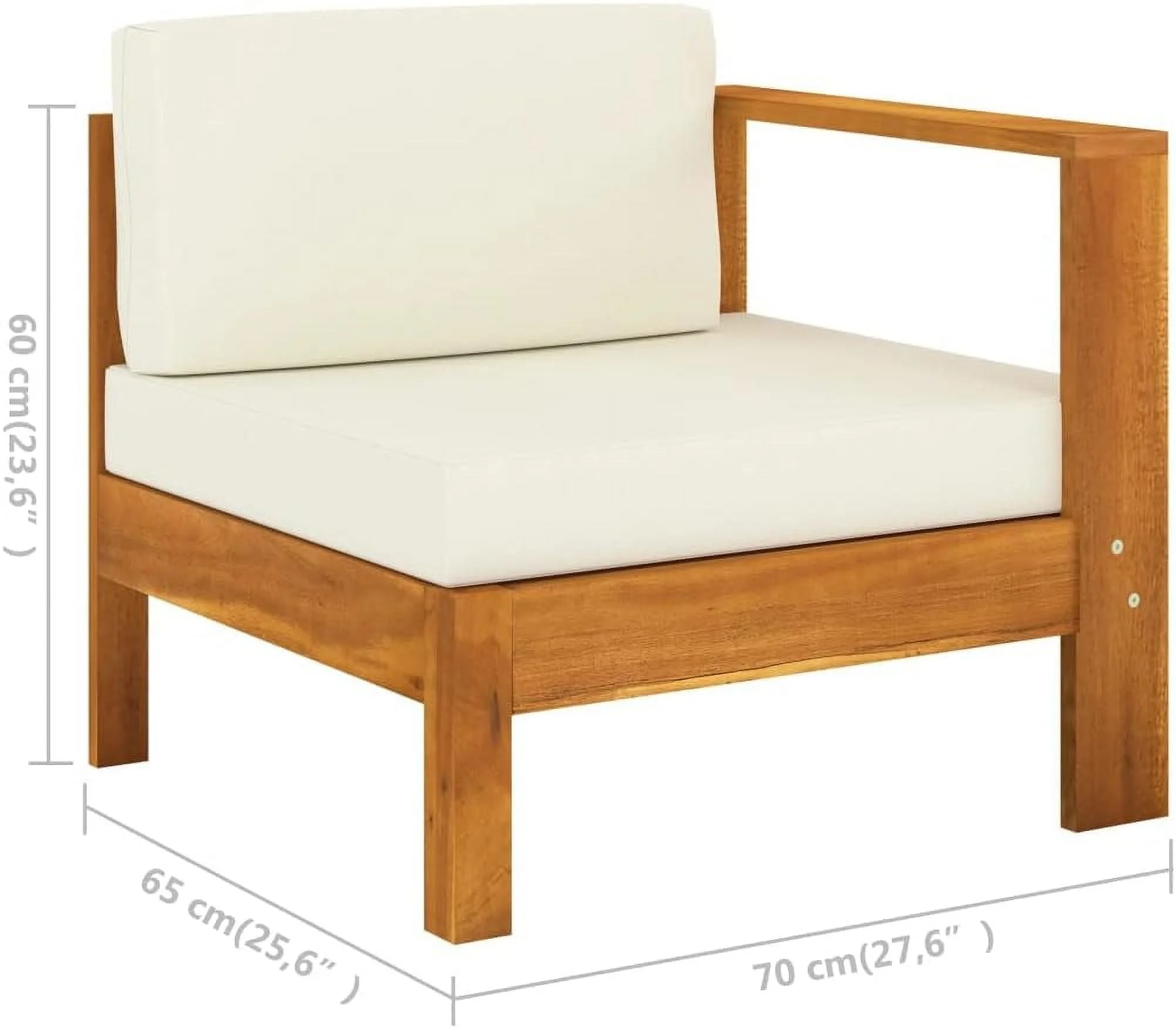 fashionable Furniture Sets 6 Piece Patio Lounge Set with Cream White Cushions Acacia Wood Outdoor Tables for Conversation Dining Outdoor Side Table White - Image 9