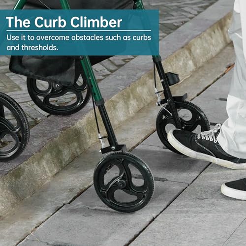 ELENKER Rollator Walker with 10?? Wheels, Sponge Padded Seat and Backrest, Fully Adjustment Frame for Seniors, Green - Image 5