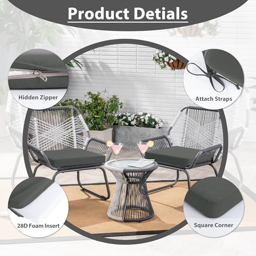 Favoyard Outdoor Chair Cushion Set of 4 Rainproof & Color Fade Resistant 19 x 19 x 2 in Square Corner Patio Furniture Cushions with Waterproof Hidden Zipper Attach Ties for Dining Table Chairs Seats - Image 14