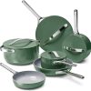 Caraway Deluxe Nonstick Ceramic Cookware Set (16 Piece) Pots, Frying Pans, Lids and Kitchen Storage – PFAS & PFOA Free – Oven Safe Ceramic Pan Set & Compatible with All Stovetops – Sage