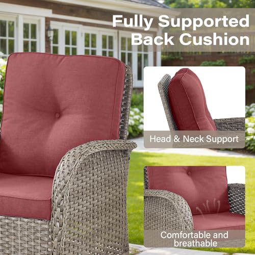 Patio Wicker Chairs Swivel Rocker – Outdoor Swivel Rocking Chairs Set of 2 with Rattan Side Table, Patio Swivel Glider Chair 3 Piece Patio Furniture Sets for Deck Porch Pool Brown/Blue - Image 50