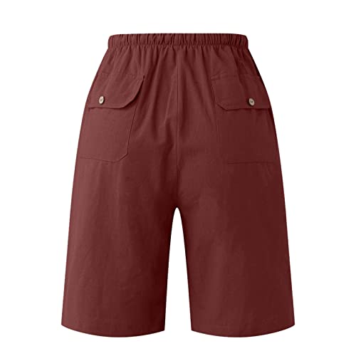 Men’s Linen Casual Classic Short Elastic Waist Summer Beach Lightweight Board Slim-Fit with Pockets Active Running Walk Short - Image 4