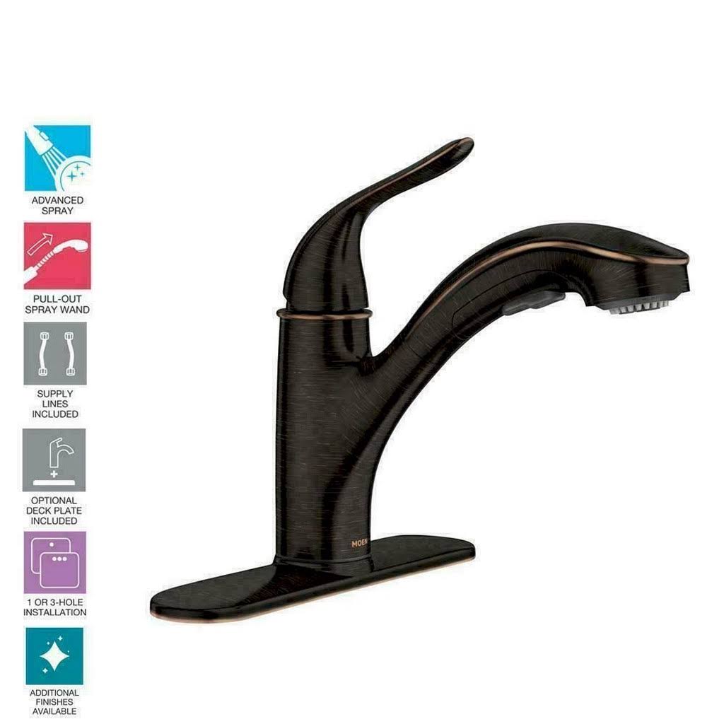 Moen Brecklyn Single-Handle Pull-Out Sprayer Kitchen Faucet Bronze - Image 4