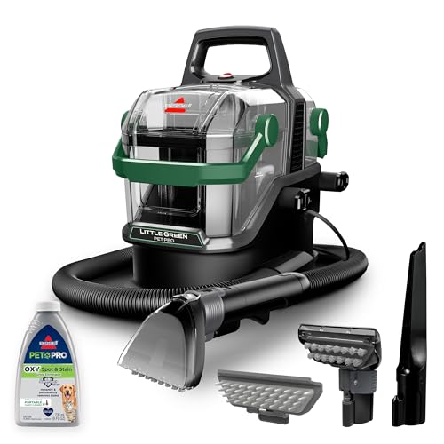 BISSELL Little Green Pet Pro Portable Carpet Cleaner Portable Carpet and Upholstery Deep Cleaner, Car/Auto Detailer, with Self-Cleaning Tough Stain Tool, Pet Hair Removal Tool, Crevice Tool (3909)