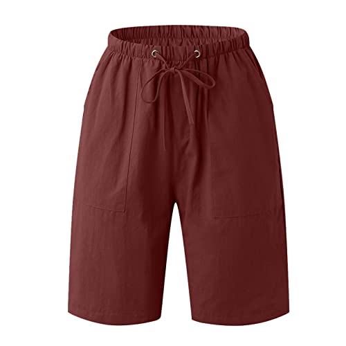 Men’s Linen Casual Classic Short Elastic Waist Summer Beach Lightweight Board Slim-Fit with Pockets Active Running Walk Short - Image 2