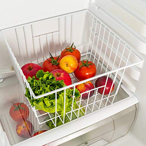 Freezer Wire Baskets, Kitchen Storage Organizer Bins for Chest and Upright Freezer, Refrigerator Dividers Containers with Handles – Pearl White (3) - Image 27