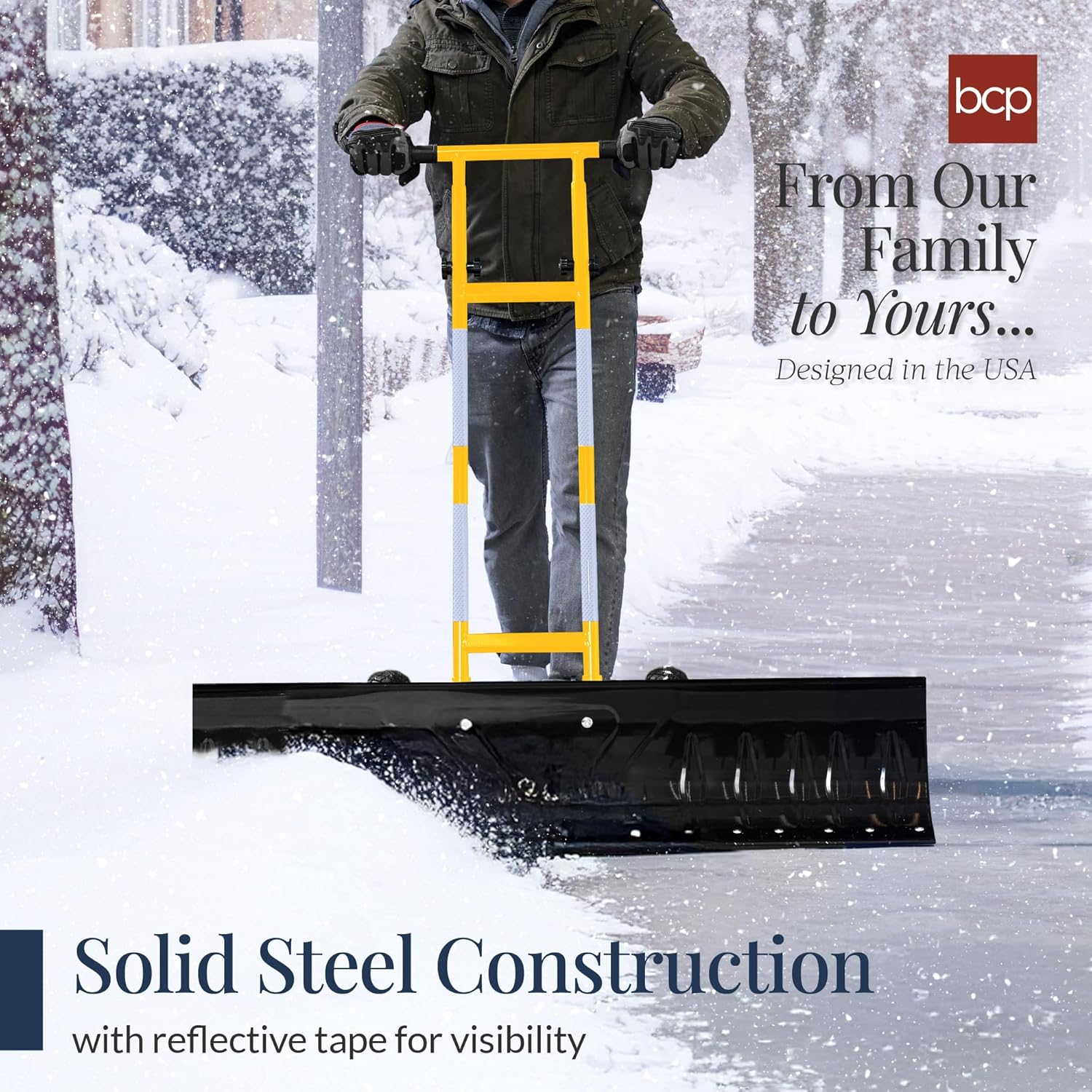 Best Choice Products 36in Galvanized Blade Heavy-Duty 2-Wheel Snow Pusher Hand Plow for Snow Removal w/Wheels, Adjustable Handle, Blade Angle – Black - Image 14