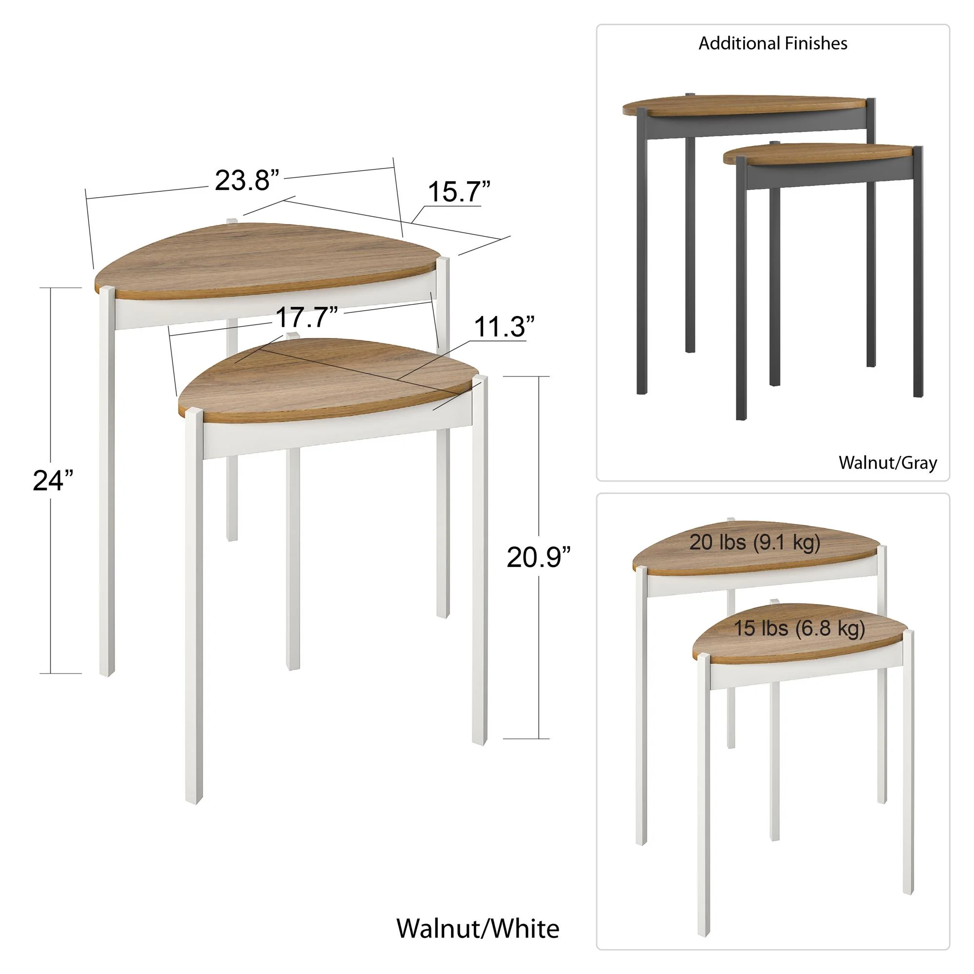 Novogratz Tallulah Nesting Tables, Walnut/White - Image 6