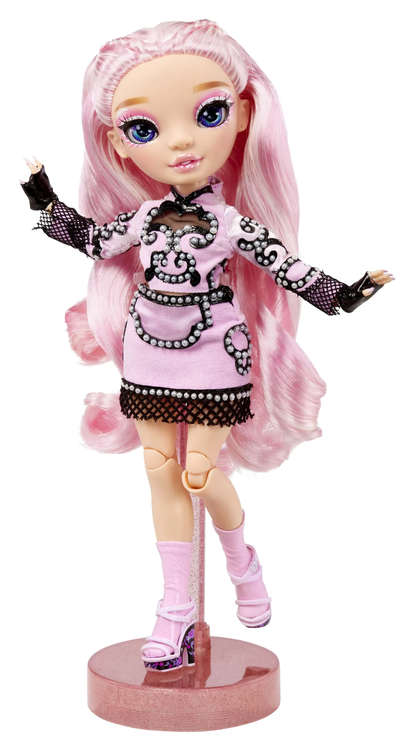Rainbow High Rainbow Vision Royal Three K-pop ?C Minnie Choi (Pink Lavender) Fashion Doll. 2 Designer Outfits to Mix & Match w/ Microphone Headset & Band Merch Playset, Gift for Kids 6-12 - Image 3