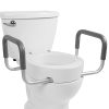 Vive Toilet Seat Risers for Seniors (Raised with Handles) Grab Bar Seat for Seniors – Options for Elongated & Standard Bowls – Elderly Handicap Medical Hip Replacement Surgery Lift, Easy Clean, White