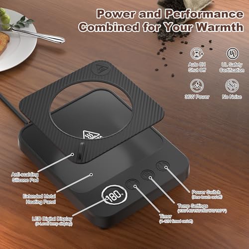 Coffee Mug Warmer & Mug Set for Desk, Electric Coffee Cup Warmer with 16oz Heated Mug, Smart Coffee Heater with Auto Shut Off for Office/Home, Christmas/Birthday/Coffee Gifts for Men & Women,Black - Image 20