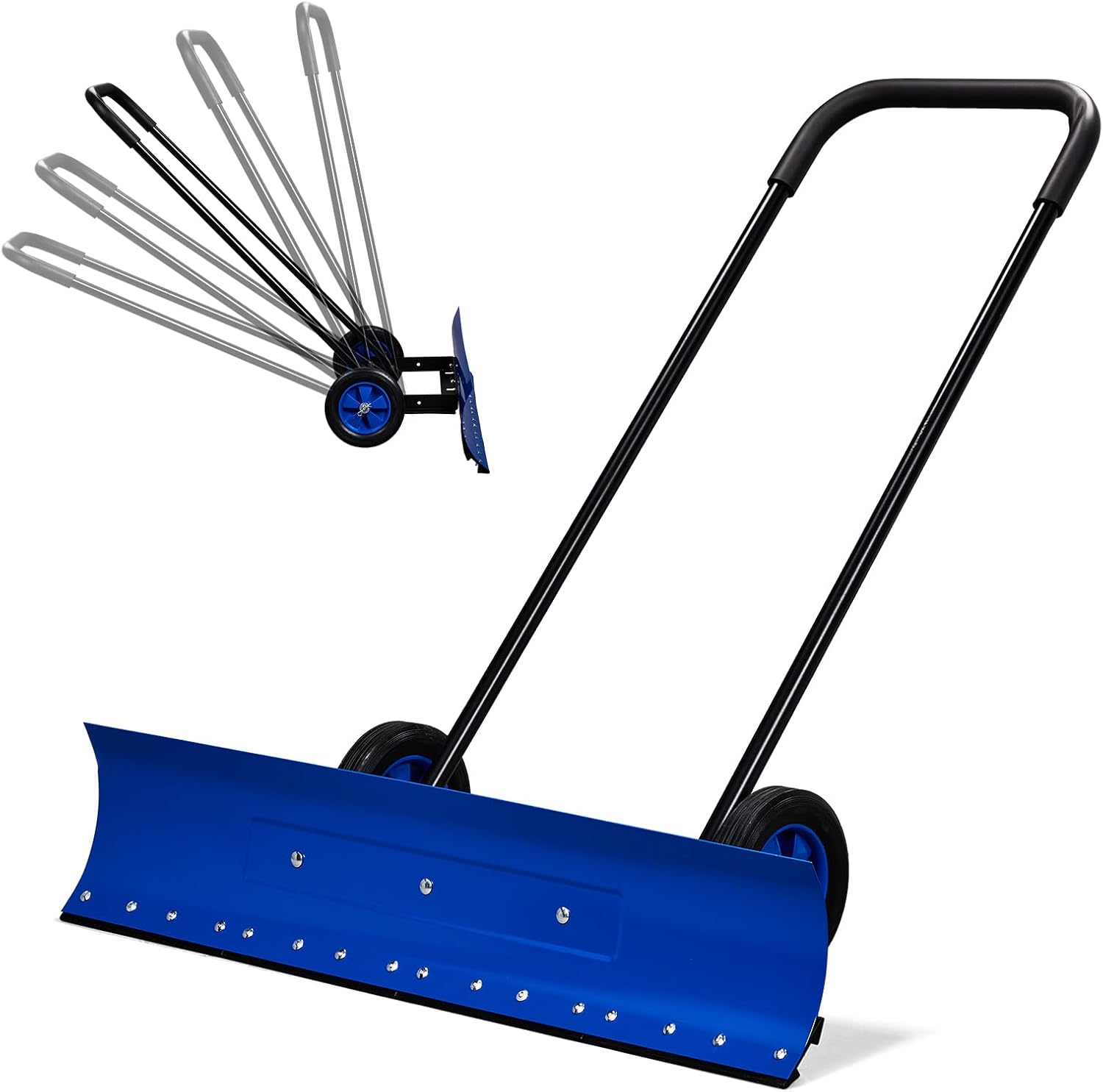 Outvita Snow Shovel with Wheels, 29 Wide 18 Long Snow Plow Shovel Angle & Height Adjustable Padded Handle Efficient Snow Clean Tool for Driveway or Pavement (Yellow) - Image 12