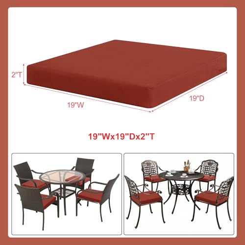 Favoyard Outdoor Chair Cushion Set of 4 Rainproof & Color Fade Resistant 19 x 19 x 2 in Square Corner Patio Furniture Cushions with Waterproof Hidden Zipper Attach Ties for Dining Table Chairs Seats - Image 22