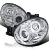 SPEC-D TUNING Dual Halo LED Projector Headlights Glossy Black Housing Smoke Lens Compatible with 2002-2003 Subaru Impreza, Left + Right Pair Headlamps Assembly