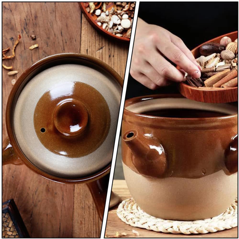 Traditional Chinese Medicine Casserole Retro Skillet Pottery Clay Chinese Medicine Pot Pitcher Teapot Stew Pot Ramen Gift,001,25x19cm (1 22×17.5cm) - Image 4