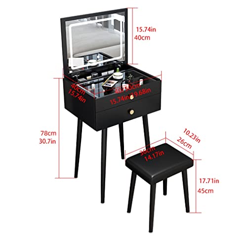 ENGENDER Makeup Vanity Vanity Table Set Flip Dresser Modern Minimalist Small Dresser for Bedroom Ladies Fashion Dresser Dresser with Drawers Vanity Table (Color : A, Size : L50cm) - Image 2