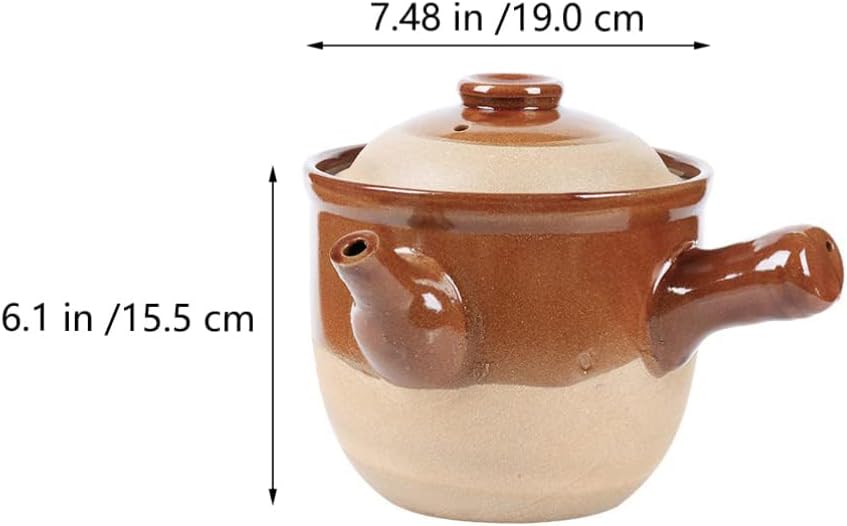 Traditional Chinese Medicine Casserole Retro Skillet Pottery Clay Chinese Medicine Pot Pitcher Teapot Stew Pot Ramen Gift,001,25x19cm (1 22×17.5cm) - Image 2