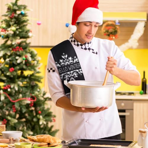 Geyoga 6 Pcs Merry Christmas Kitchen Towels Buffalo Plaid Xmas Tree Dish Towels Hand Towel Tea Towel Absorbent Soft Drying Cloth for Holiday Housewarming Gifts, 16×24 Inch(Gray White) - Image 6