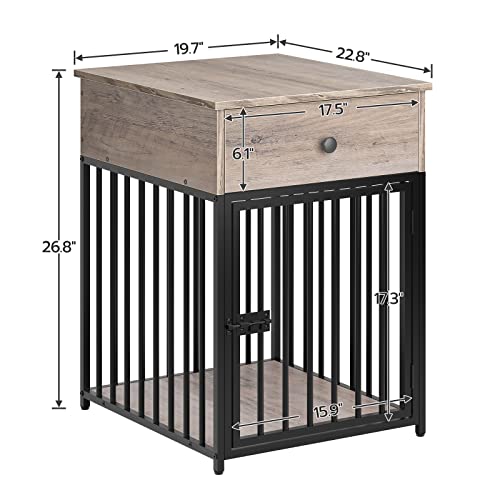 HOOBRO Dog Crate Furniture, Wooden Dog House, Decorative Dog Kennel with Drawer, Indoor Pet Crate End Table for Small Dog, Steel-Tube Puppy Cage, Chew-Proof, Greige BG01GW03 - Image 16
