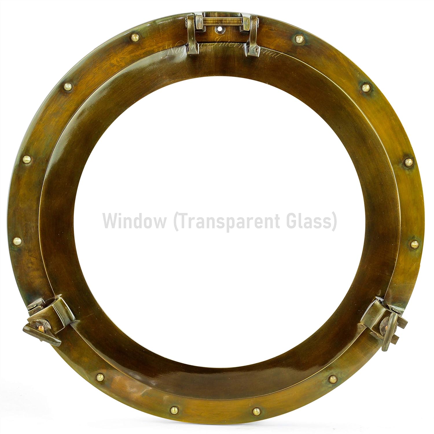 Nagina International, 17 Aluminum Porthole Antique Finish~Port Window Glass Ship Porthole Decor Pack of 2 - Image 2