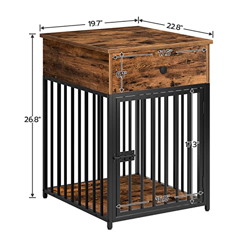 HOOBRO Dog Crate Furniture, Wooden Dog House, Decorative Dog Kennel with Drawer, Indoor Pet Crate End Table for Small Dog, Steel-Tube Puppy Cage, Chew-Proof, Greige BG01GW03 - Image 7