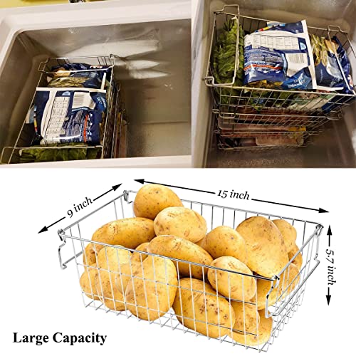 Orgneas Stackable Chest Freezer Baskets Organizer Bins, Metal Wire Baskets Pantry Organizer Produce Baskets with Tag Slot for Snacks Vegetables and Fruits - Image 7
