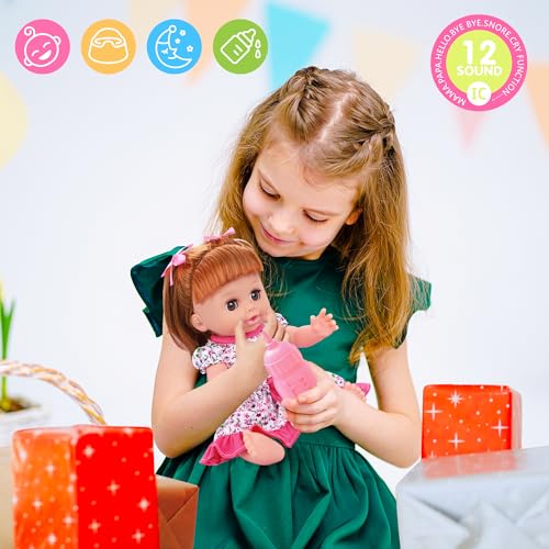 Baby Doll Toys Set, 14 Doll Toys, 25Pcs Dolls Care Toy Playset, Toddlers Toy Doll Set Incl Cradle Crib, High Chair, Milk Bottle, Pacifier, Diaper, Baby Gift for Age 3 4 5 6+ Years Old Girls Boys - Image 33