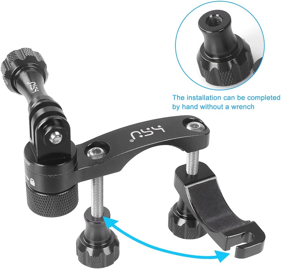 HSU Aluminum Bike Bicycle Handlebar Mount and Bike/Motorcycle Handlebars for Go Pro Hero 11/10/9/8/7/6/5/4, DJI Osmo Action AKASO and Other Action Cameras (Black) - Image 8