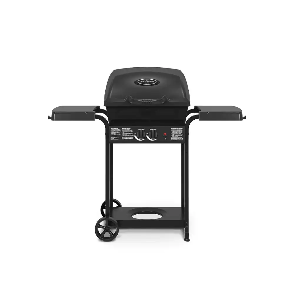 Huntington 2-Burner Cast Aluminum Propane Gas Grill in Black
