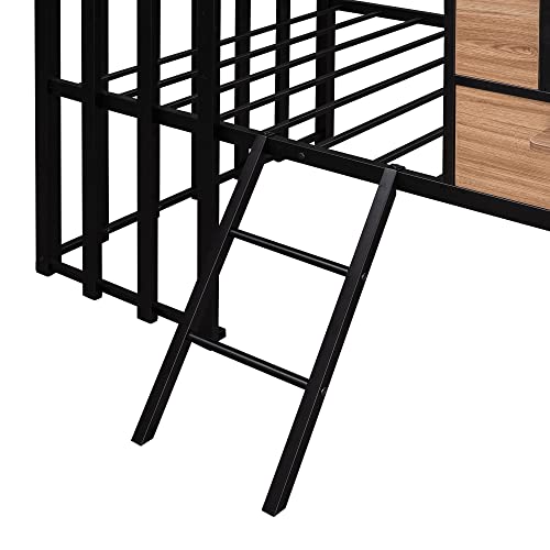 Harper & Bright Designs Kids House Beds Low Loft Bed Frame with Roof, Window, Guardrail and Ladder, Metal Twin Size Loft Bed for Kids Teens Girls Boys (Twin, White) - Image 7