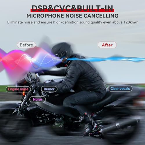 Motorcycle Bluetooth Headset V5.2 with Music Sharing, 2-Way Motorcycle Helmet Bluetooth with IP67 Waterproof, Motorcycle Communication Systems with Hi-FI Speakers for ATV/Snowmobile/Ski, 2 Pack - Image 17