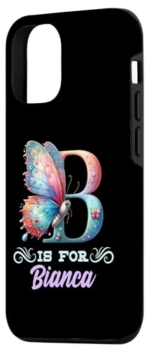 iPhone 14 Pro Max B Is For Bianca Girly Butterfly And Flower Initial Name Case - Image 2