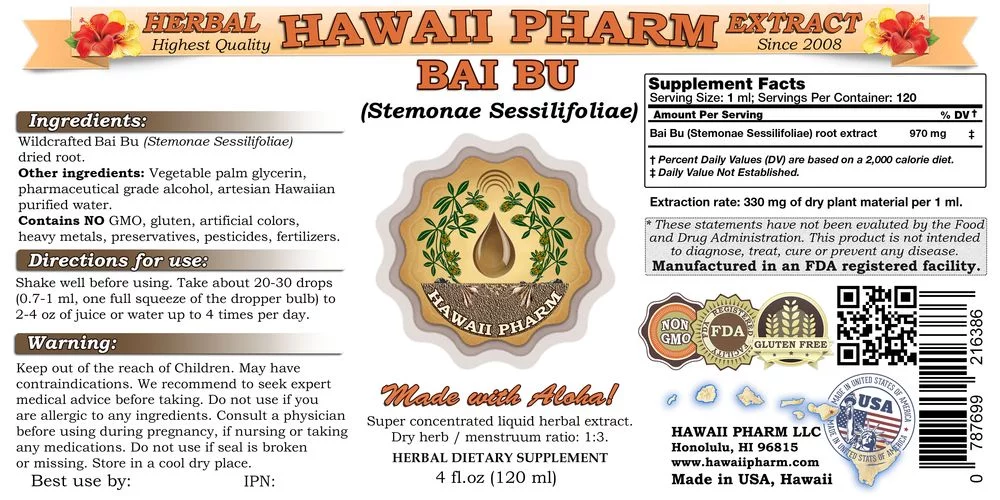 Bai Bu, Stemona (Stemonae Sessilifoliae) Tincture, Dried Root Powder Liquid Extract, Radix Stemonae, Herbal Supplement 2×2 oz - Image 2