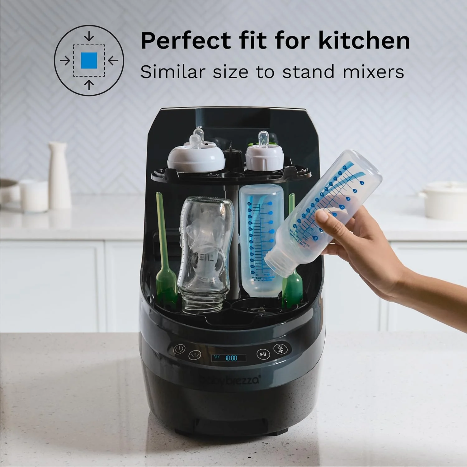Baby Bottle Washer Pro – Baby Bottle Washer, Sterilizer + Dryer – All in One Machine Cleans Bottles, Pump Parts, & Sippy Cups – Replaces Hand Washing, Bottle Brushes and Drying Racks-Brezza - Image 2