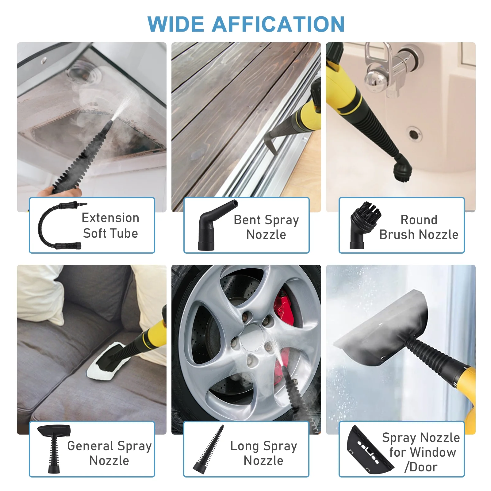 TOMSHOO Handheld Steam Cleaner 1000W Portable High Temperature Steamer for Cleaning with 10Pcs Accessories, for Kitchen Sofa Bathroom Car Window - Image 7