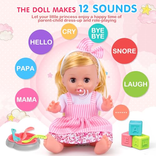 Baby Doll Toys Set, 14 Doll Toys, 25Pcs Dolls Care Toy Playset, Toddlers Toy Doll Set Incl Cradle Crib, High Chair, Milk Bottle, Pacifier, Diaper, Baby Gift for Age 3 4 5 6+ Years Old Girls Boys - Image 26