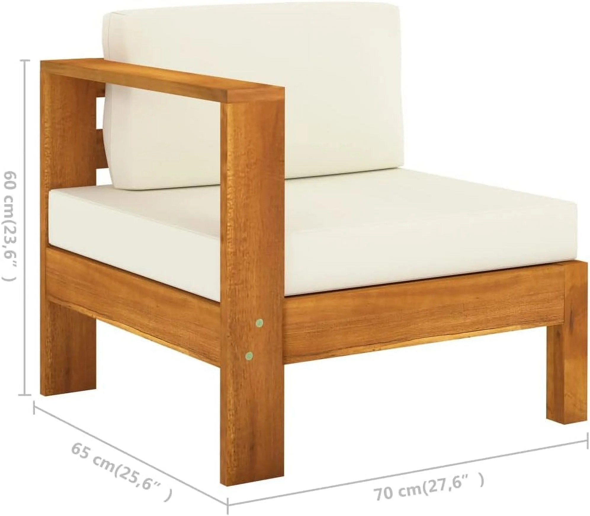 fashionable Furniture Sets 6 Piece Patio Lounge Set with Cream White Cushions Acacia Wood Outdoor Tables for Conversation Dining Outdoor Side Table White - Image 8