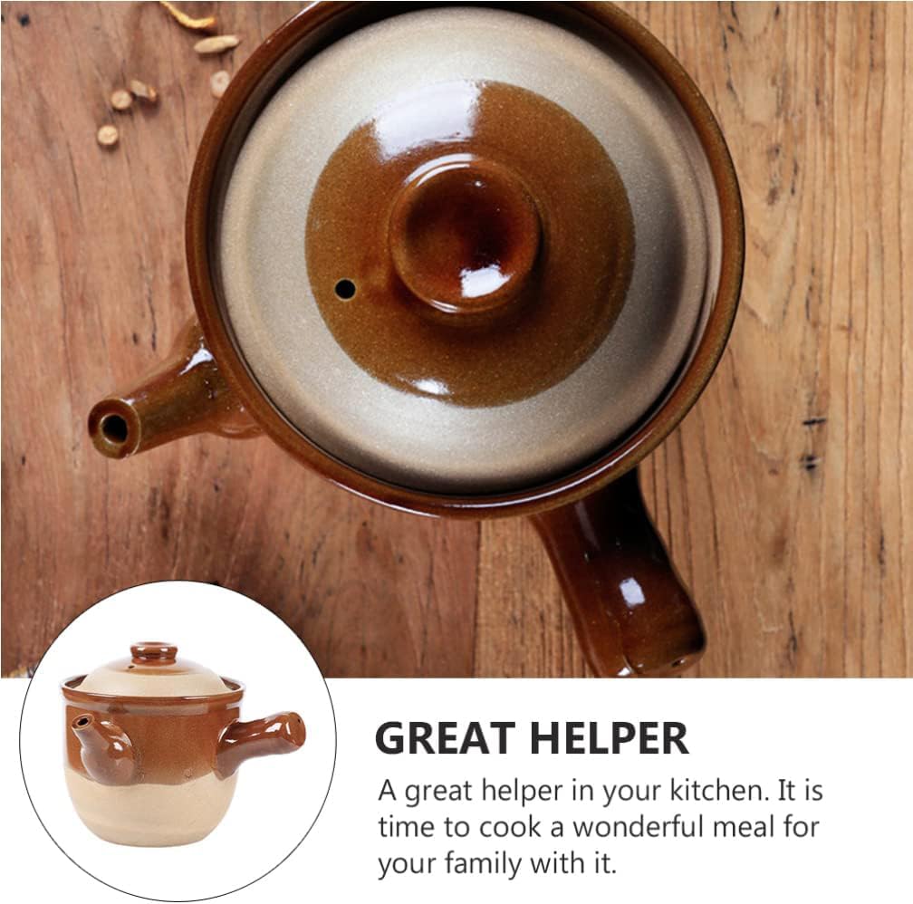 Traditional Chinese Medicine Casserole Retro Skillet Pottery Clay Chinese Medicine Pot Pitcher Teapot Stew Pot Ramen Gift,001,25x19cm (1 22×17.5cm) - Image 6
