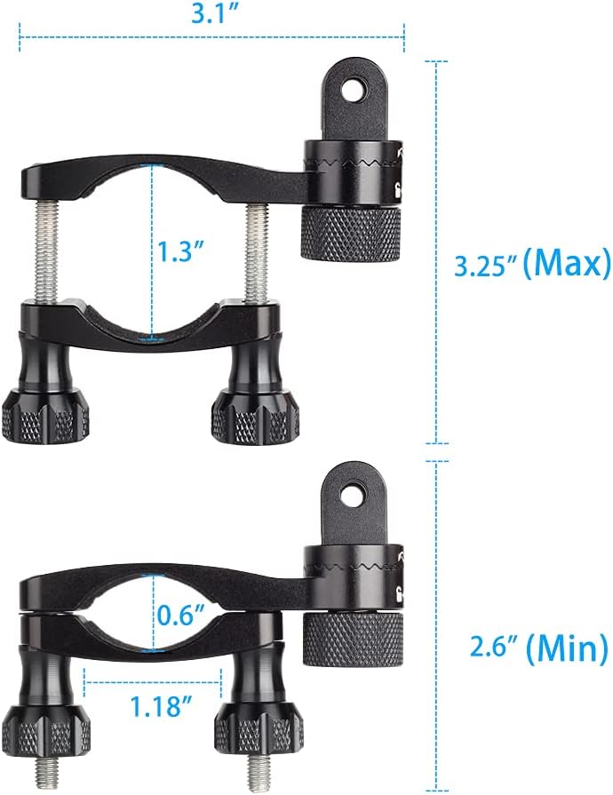 HSU Aluminum Bike Bicycle Handlebar Mount and Bike/Motorcycle Handlebars for Go Pro Hero 11/10/9/8/7/6/5/4, DJI Osmo Action AKASO and Other Action Cameras (Black) - Image 6