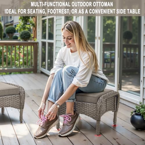 Patio Wicker Chairs Swivel Rocker – Outdoor Swivel Rocking Chairs Set of 2 with Rattan Side Table, Patio Swivel Glider Chair 3 Piece Patio Furniture Sets for Deck Porch Pool Brown/Blue - Image 206