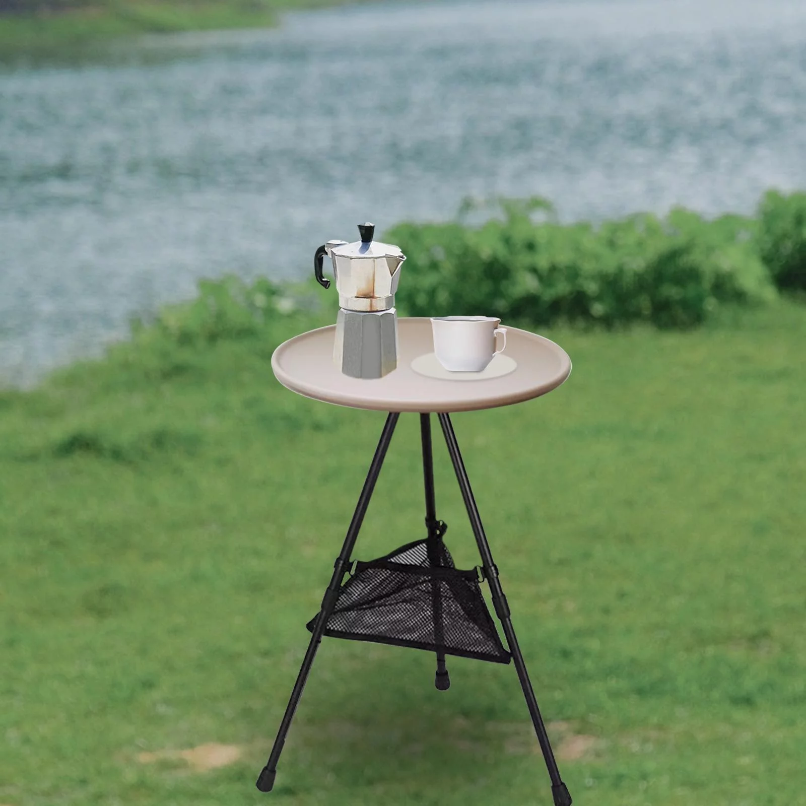 folding desk,Foldable Picnic Table Camping Folding Table,Outdoor Round Table Small Tea Coffee Table,Lightweight Beach Table Patio Dining Side Table,Fishing Tent Garden Table with Mesh Pocket - Image 9
