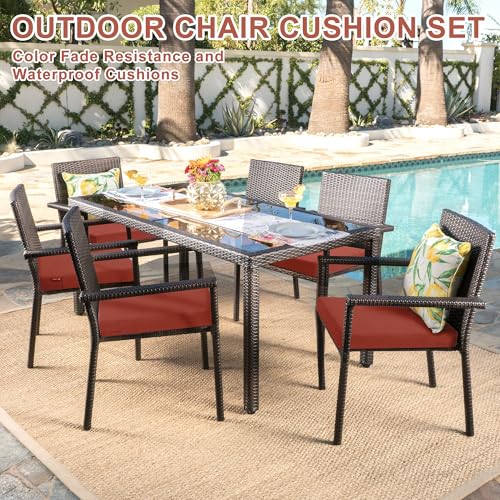 Favoyard Outdoor Chair Cushion Set of 4 Rainproof & Color Fade Resistant 19 x 19 x 2 in Square Corner Patio Furniture Cushions with Waterproof Hidden Zipper Attach Ties for Dining Table Chairs Seats - Image 3