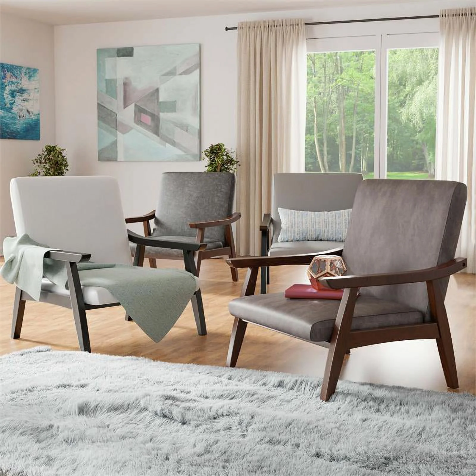 Furniture of America Kikee Wood Padded Accent Chair in Light Gray (Set of 2) - Image 4